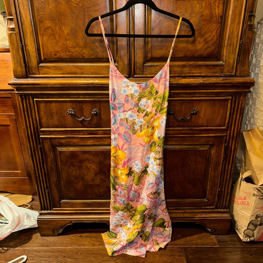 Hilo Hattie Pink and Yellow Floral Maxi Dress Size 16
